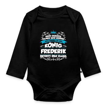 Frederik Name Design - Baby Bio-Langarm-Body - Schwarz - Vorne