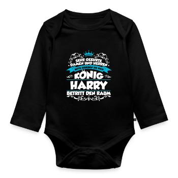 Harry Name Design - Baby Bio-Langarm-Body - Schwarz - Vorne