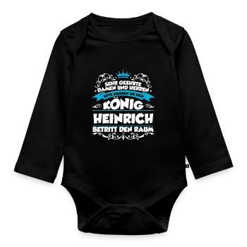 Heinrich Name Design - Baby Bio-Langarm-Body - Schwarz - Vorne