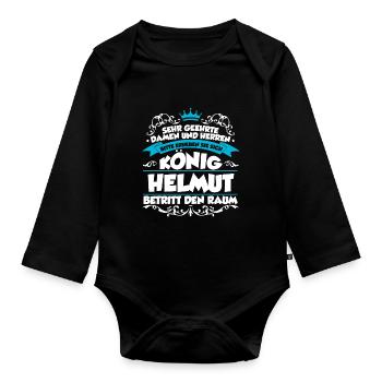 Helmut Name Design - Baby Bio-Langarm-Body - Schwarz - Vorne