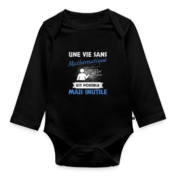 Mathématique - Body Bébé bio manches longues - noir - Devant