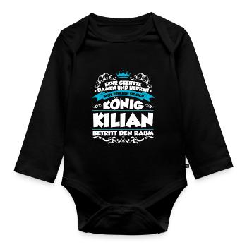Kilian Name Design - Baby Bio-Langarm-Body - Schwarz - Vorne