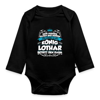 Lothar Name Design - Baby Bio-Langarm-Body - Schwarz - Vorne