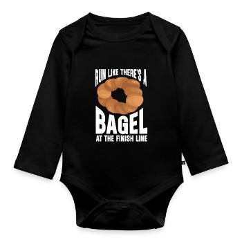 Bagel Geschenk Essen Bagel - Baby Bio-Langarm-Body - Schwarz - Vorne