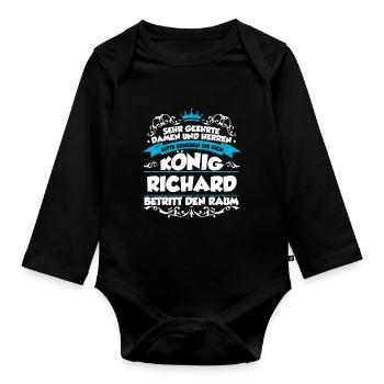 Richard Name Design - Baby Bio-Langarm-Body - Schwarz - Vorne