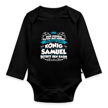 Samuel Name Design - Baby Bio-Langarm-Body - Schwarz - Vorne