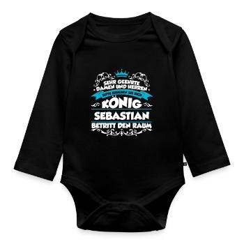 Sebastian Name Design - Baby Bio-Langarm-Body - Schwarz - Vorne
