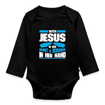 Friseur Geschenk Für Friseur Salon Spruch Friseur - Baby Bio-Langarm-Body - Schwarz - Vorne
