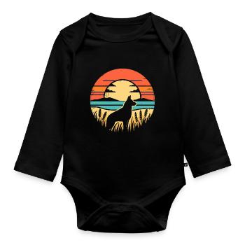 Malinois Vintage Coucher de soleil - Body Bébé bio manches longues - noir - Devant