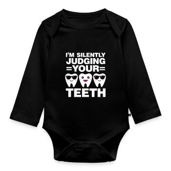 Dentist Student Degree Teeth Dentistry - Organic Longsleeve Baby Bodysuit - black - Front