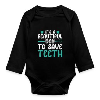Dentist Student Degree Teeth Dentistry - Organic Longsleeve Baby Bodysuit - black - Front