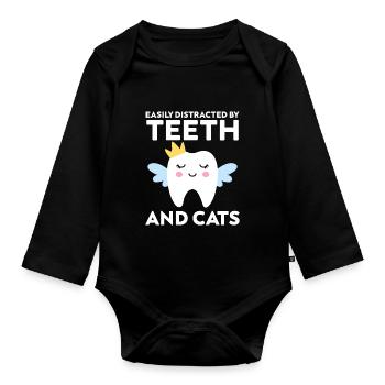 Dentist Student Degree Teeth Dentistry - Organic Longsleeve Baby Bodysuit - black - Front
