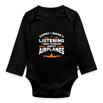 Pilot Quote Flight Lover Aircraft Aviation - Organic Longsleeve Baby Bodysuit - black - Front