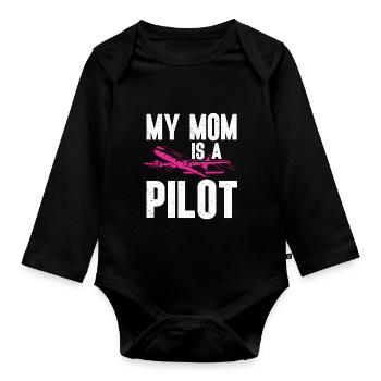 Pilot Quote Flight Lover Aircraft Aviation - Organic Longsleeve Baby Bodysuit - black - Front