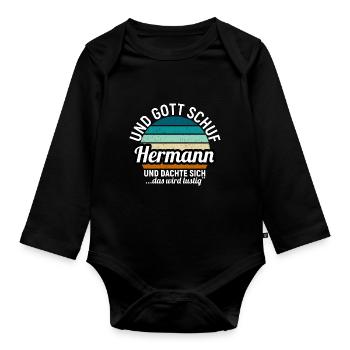 Hermann - Baby Bio-Langarm-Body - Schwarz - Vorne