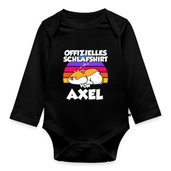 Offizielles Schlafshirt Von Axel - Baby Bio-Langarm-Body - Schwarz - Vorne