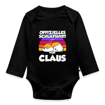 Offizielles Schlafshirt Von Claus - Baby Bio-Langarm-Body - Schwarz - Vorne