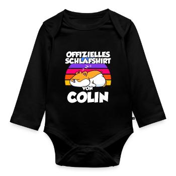 Offizielles Schlafshirt Von Colin - Baby Bio-Langarm-Body - Schwarz - Vorne