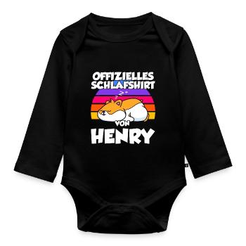 Henry's Official Sleep Shirt - Organic Longsleeve Baby Bodysuit - black - Front