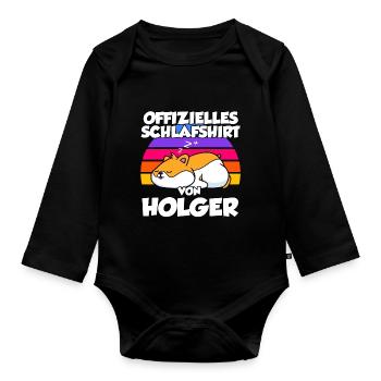 Chemise de nuit officielle par Holger - Body Bébé bio manches longues - noir - Devant