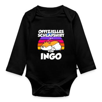 Offizielles Schlafshirt Von Ingo - Baby Bio-Langarm-Body - Schwarz - Vorne