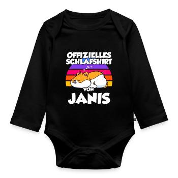 Offizielles Schlafshirt Von Janis - Baby Bio-Langarm-Body - Schwarz - Vorne