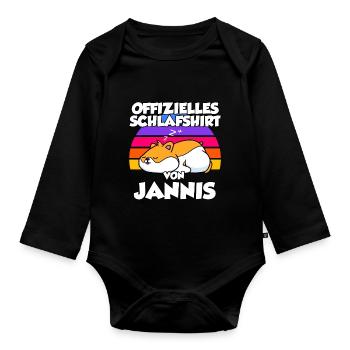 Offizielles Schlafshirt Von Jannis - Baby Bio-Langarm-Body - Schwarz - Vorne