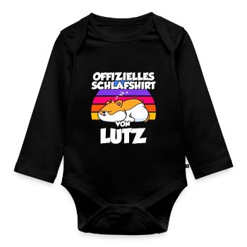 Offizielles Schlafshirt Von Lutz - Baby Bio-Langarm-Body - Schwarz - Vorne