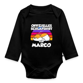 Offizielles Schlafshirt Von Marco - Baby Bio-Langarm-Body - Schwarz - Vorne