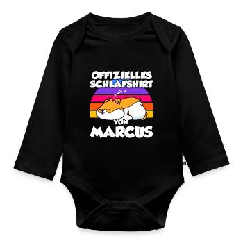 Offizielles Schlafshirt Von Marcus - Baby Bio-Langarm-Body - Schwarz - Vorne
