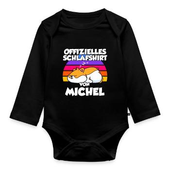 Offizielles Schlafshirt Von Michel - Baby Bio-Langarm-Body - Schwarz - Vorne
