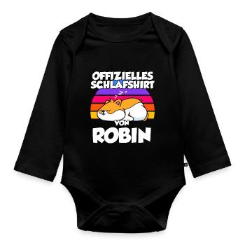 Offizielles Schlafshirt Von Robin - Baby Bio-Langarm-Body - Schwarz - Vorne
