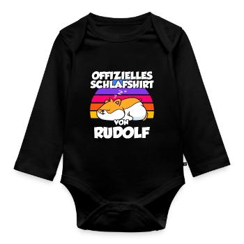 Offizielles Schlafshirt Von Rudolf - Baby Bio-Langarm-Body - Schwarz - Vorne