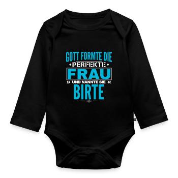 Birte Name Design - Baby Bio-Langarm-Body - Schwarz - Vorne