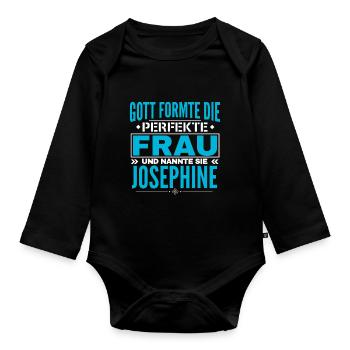 Josephine Name Design - Organic Longsleeve Baby Bodysuit - black - Front