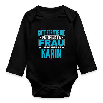 Karin Name Design - Organic Longsleeve Baby Bodysuit - black - Front