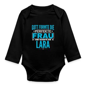 Conception du nom de Lara - Body Bébé bio manches longues - noir - Devant