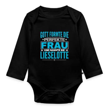 Lieselotte Name Design - Organic Longsleeve Baby Bodysuit - black - Front