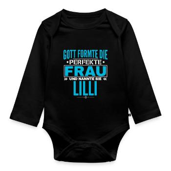 Lilli Name Design - Baby Bio-Langarm-Body - Schwarz - Vorne