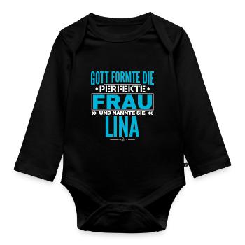 Lina Name Design - Body Bébé bio manches longues - noir - Devant