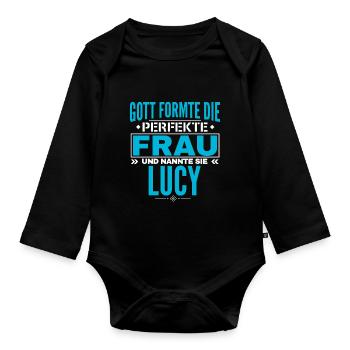 Conception du nom de Lucy - Body Bébé bio manches longues - noir - Devant