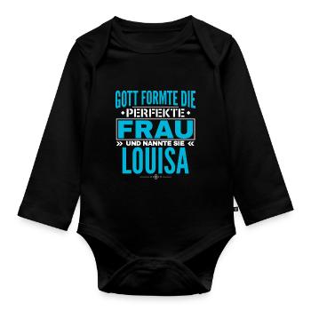 Conception du nom Louisa - Body Bébé bio manches longues - noir - Devant