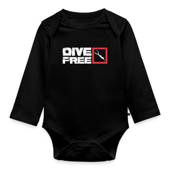 Dive Free - Funny Ocean Diving Expert Free-diving - Organic Longsleeve Baby Bodysuit - black - Front
