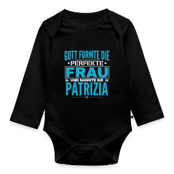 Conception du nom Patrizia - Body Bébé bio manches longues - noir - Devant
