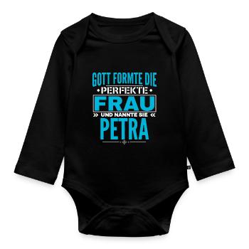Petra Name Design - Baby Bio-Langarm-Body - Schwarz - Vorne