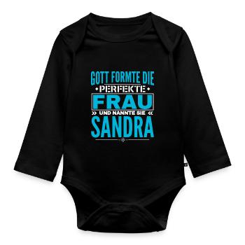 Sandra Name Design - Organic Longsleeve Baby Bodysuit - black - Front