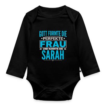 Conception du nom de Sarah - Body Bébé bio manches longues - noir - Devant