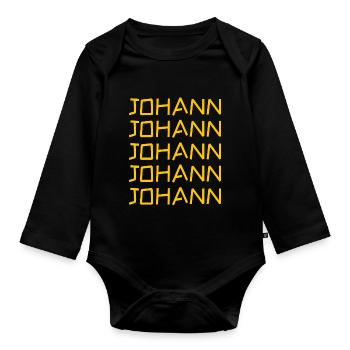 Prénom Johann - Body Bébé bio manches longues - noir - Devant