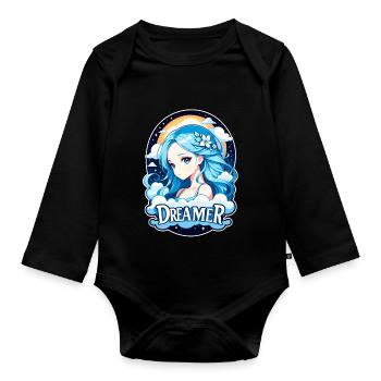 rêver - rêveur - rêveuse - rêve - rêverie - Body Bébé bio manches longues - noir - Devant
