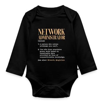 Network administrator Definition - Baby Bio-Langarm-Body - Schwarz - Vorne